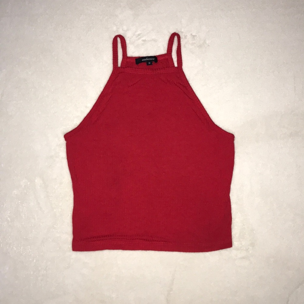 Red ribbed crop top